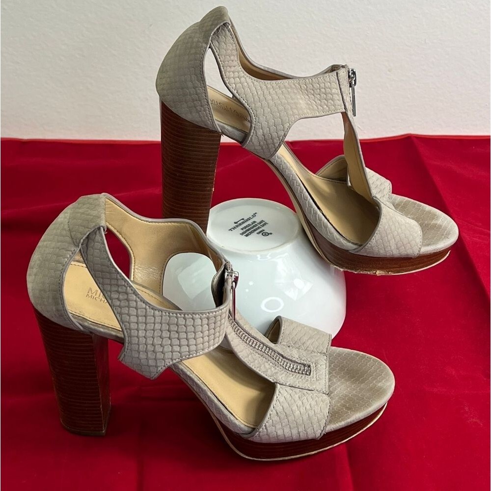 Michael Michael Kors Berkeley Snakeskin Leather T-Strap Platform Sandals, 8 - Picture 4 of 14